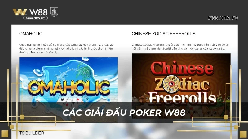 Khám phá các giải đấu poker hấp dẫn tại W88