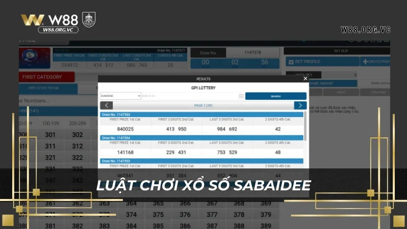 Quy luật cược xố số sabaidee tại sân chơi W88